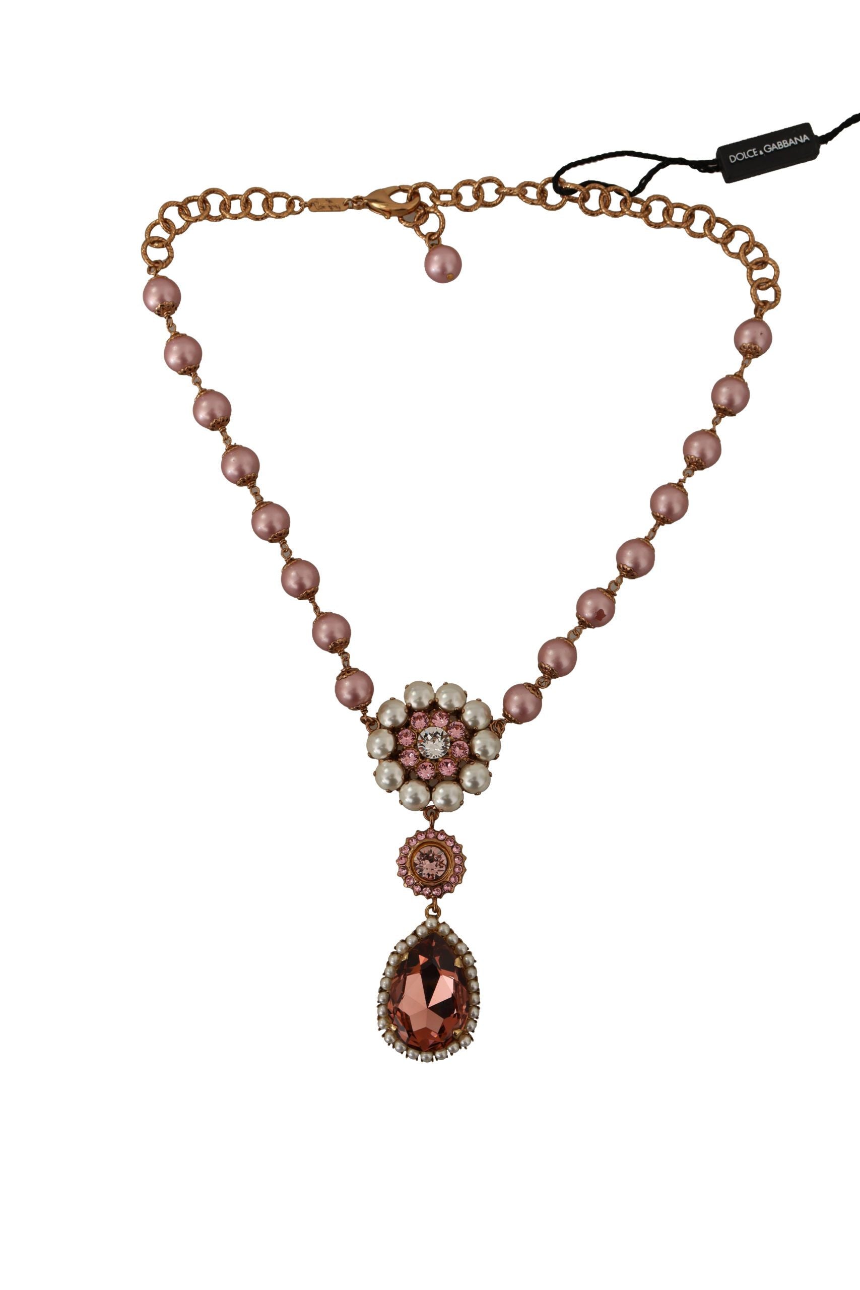 Dolce & Gabbana Elegant Gold Tone Faux Pearl Charm Necklace - Luksusmuotia Dolce & Gabbana - Tutustu YVES JAVANNI® 