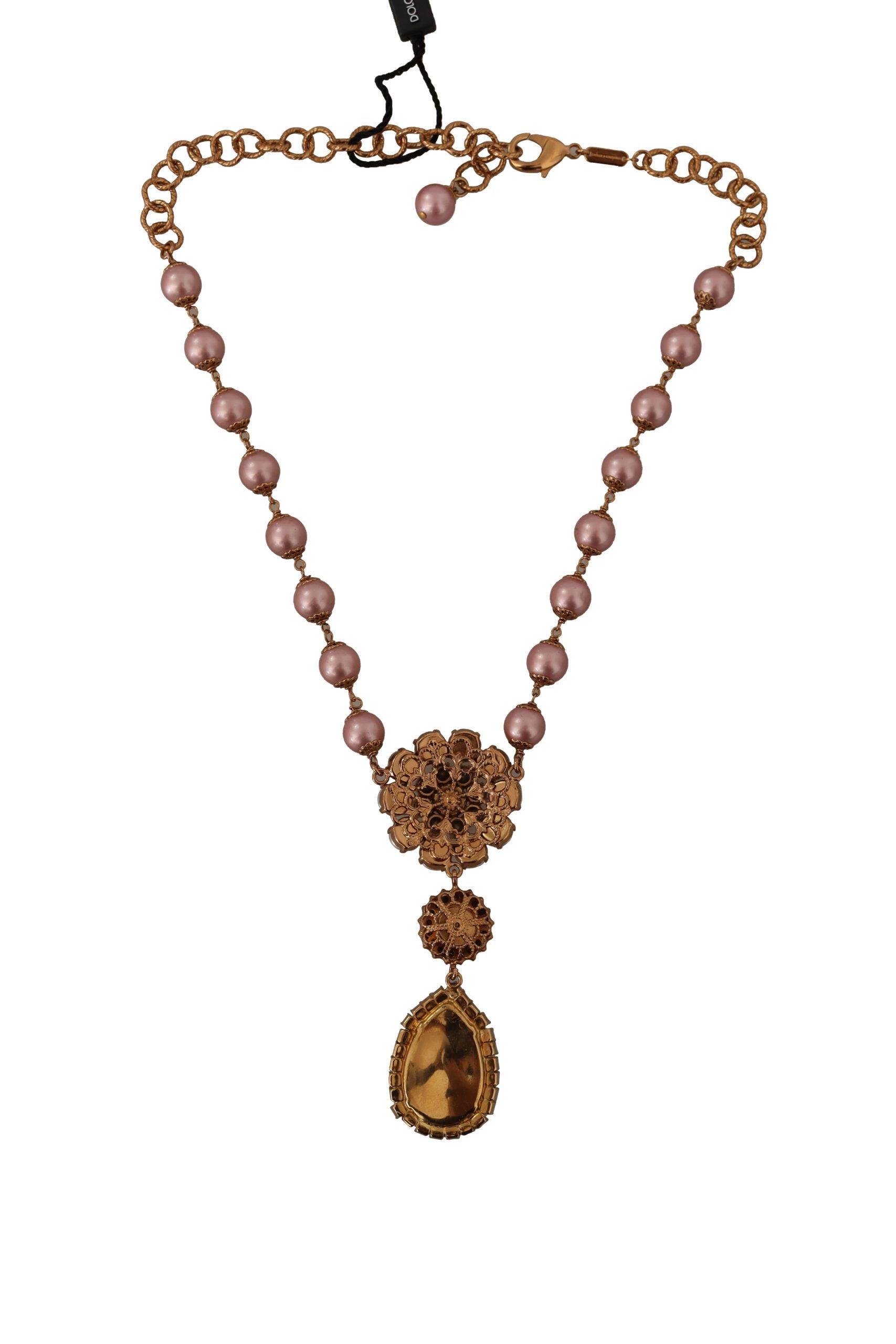 Dolce & Gabbana Elegant Gold Tone Faux Pearl Charm Necklace - Luksusmuotia Dolce & Gabbana - Tutustu YVES JAVANNI® 