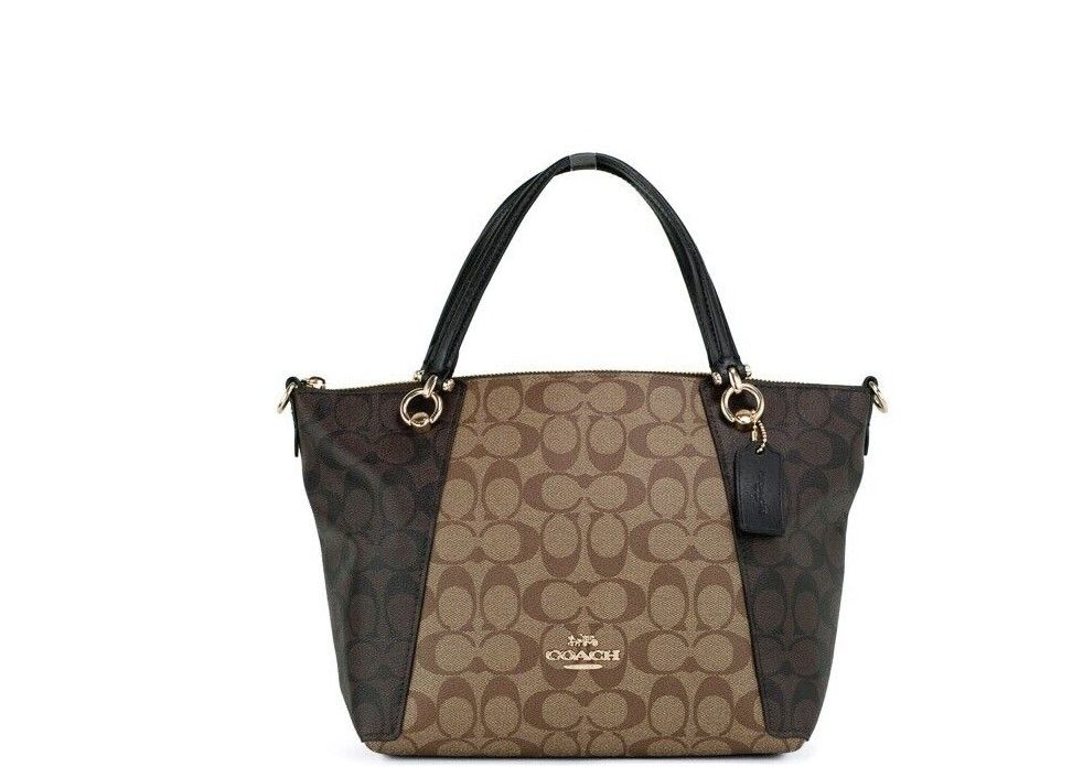 COACH Kacey Khaki Brown Blocked Signature Canvas Top Zip Satchel Handbag - Luksusmuotia COACH - Tutustu YVES JAVANNI® 