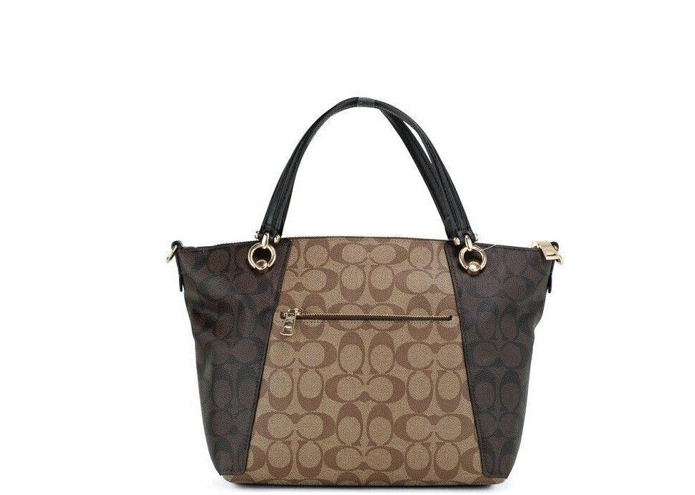 COACH Kacey Khaki Brown Blocked Signature Canvas Top Zip Satchel Handbag - Luksusmuotia COACH - Tutustu YVES JAVANNI® 