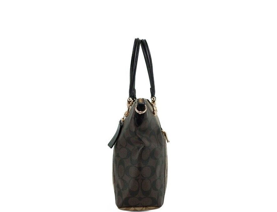 COACH Kacey Khaki Brown Blocked Signature Canvas Top Zip Satchel Handbag - Luksusmuotia COACH - Tutustu YVES JAVANNI® 