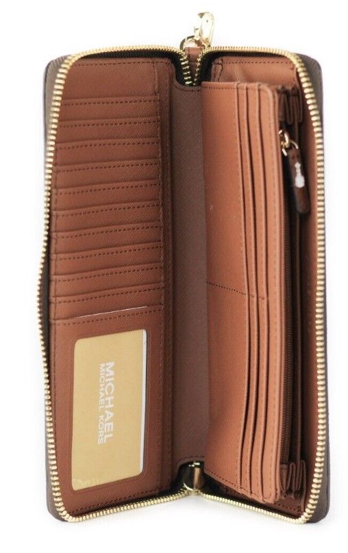 Michael Kors Jet Set Travel Large Brown Signature Continental Wristlet Wallet - Luksusmuotia Michael Kors - Tutustu YVES JAVANNI® 