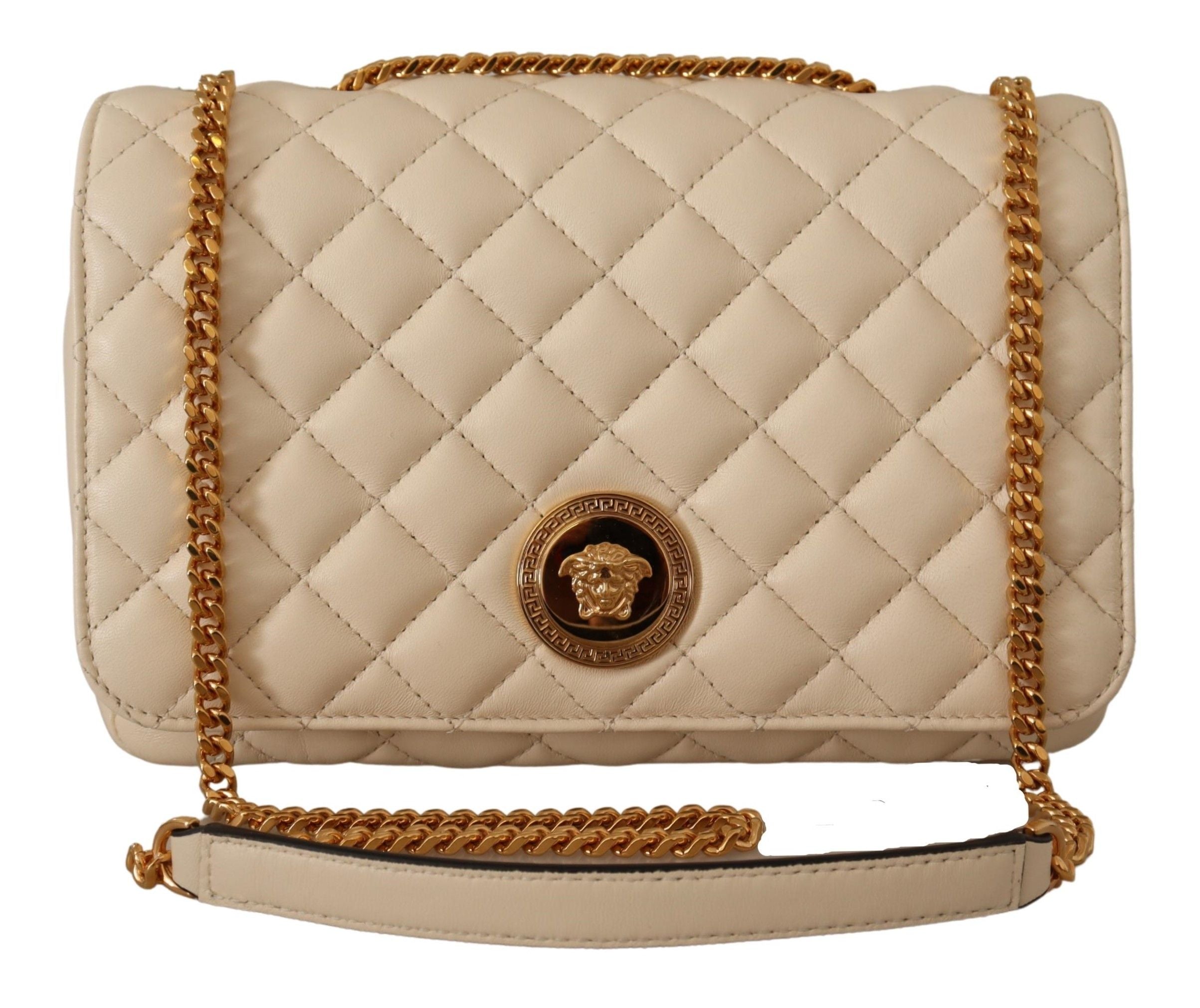 Versace Elegant White Nappa Leather Shoulder Bag - Luxury from Versace - Shop at YVES JAVANNI