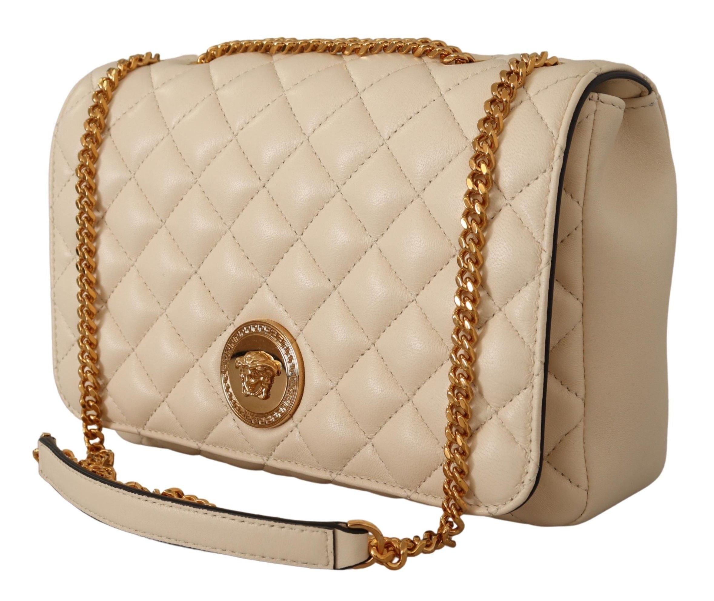 Versace Elegant White Nappa Leather Shoulder Bag - Luxury from Versace - Shop at YVES JAVANNI