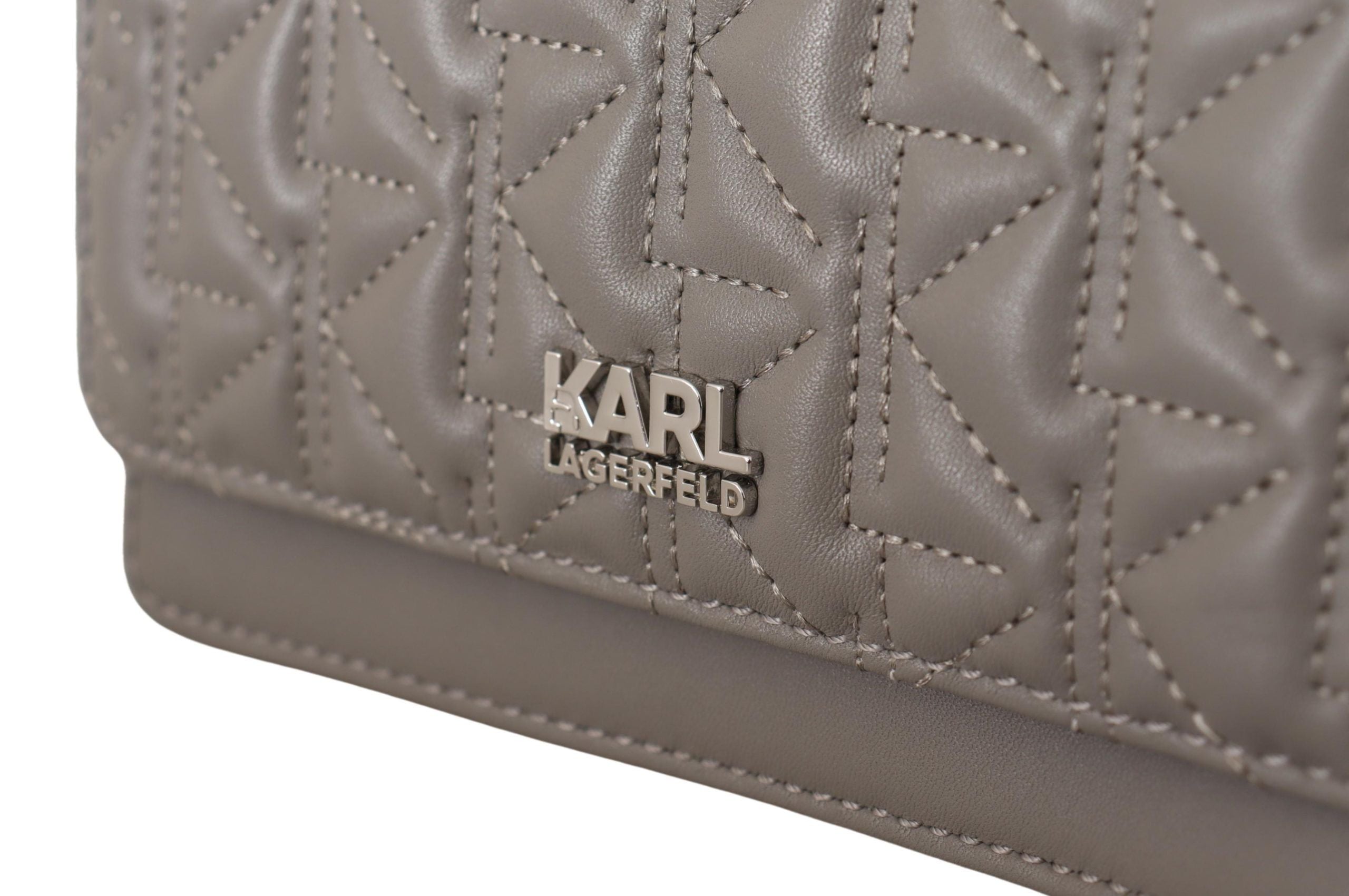 Karl Lagerfeld Elegant Grey Leather Crossbody Bag - Luksusmuotia Karl Lagerfeld - Tutustu YVES JAVANNI® 