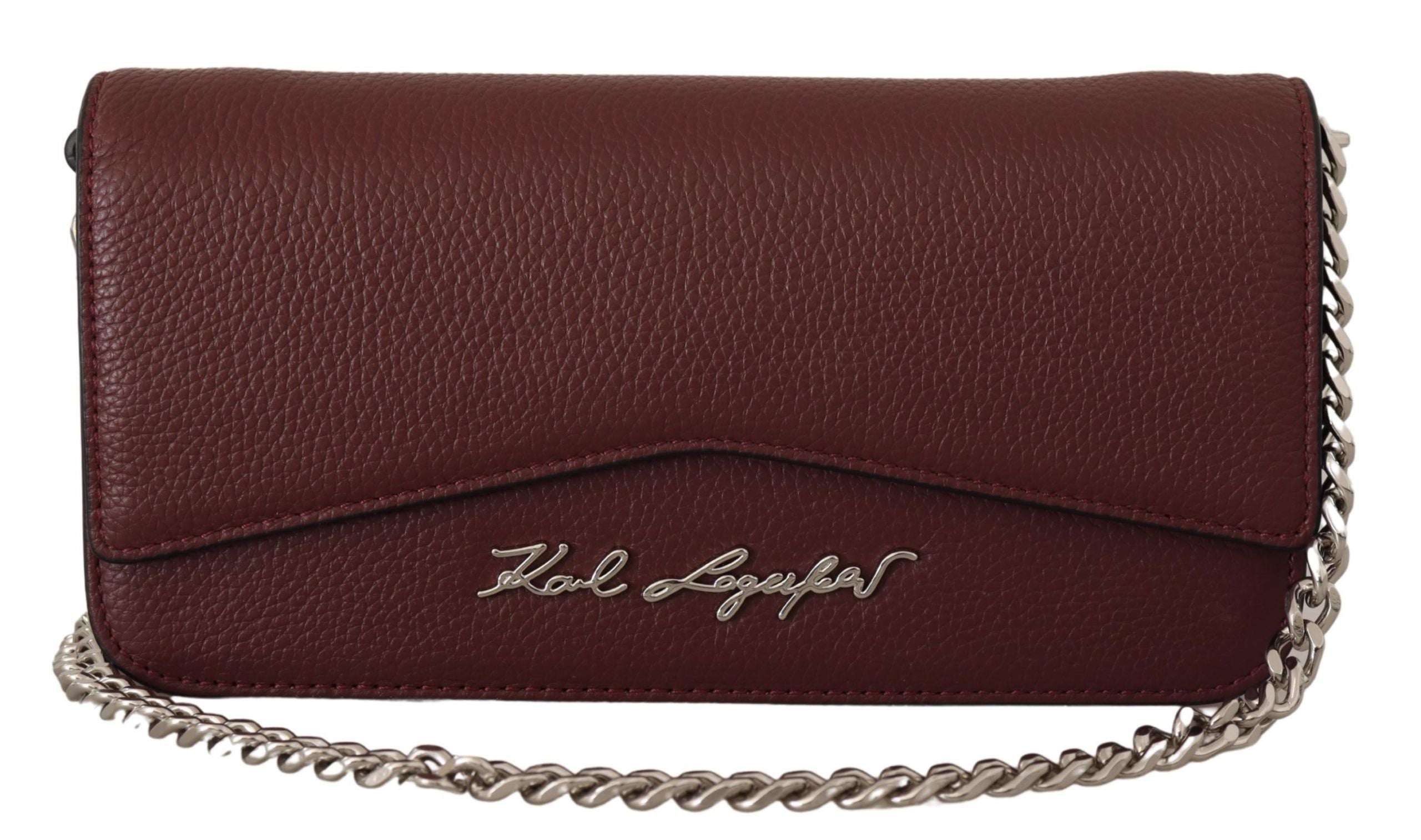 Karl Lagerfeld Elegant Wine Leather Evening Clutch - Luxury from Karl Lagerfeld - Shop at YVES JAVANNI