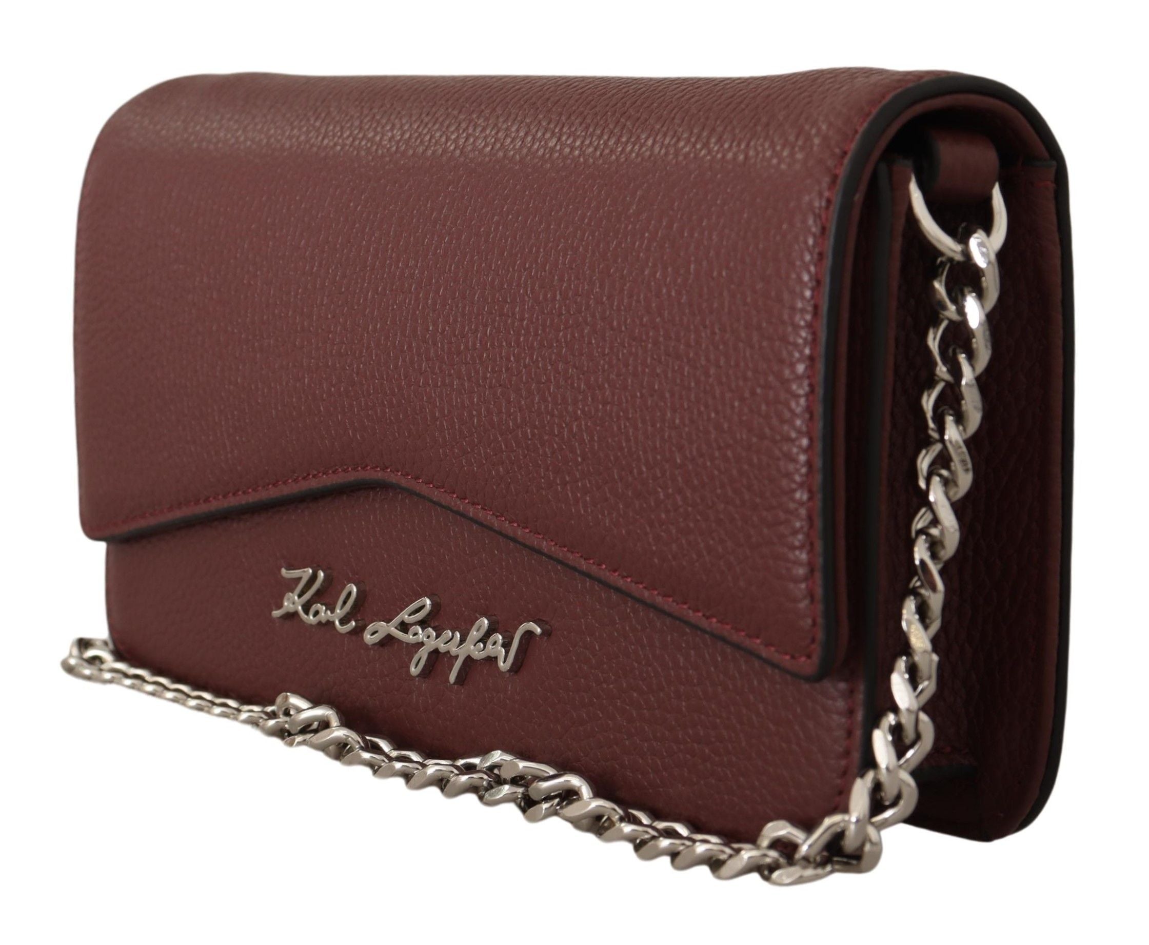 Karl Lagerfeld Elegant Wine Leather Evening Clutch - Luksusmuotia Karl Lagerfeld - Tutustu YVES JAVANNI® 