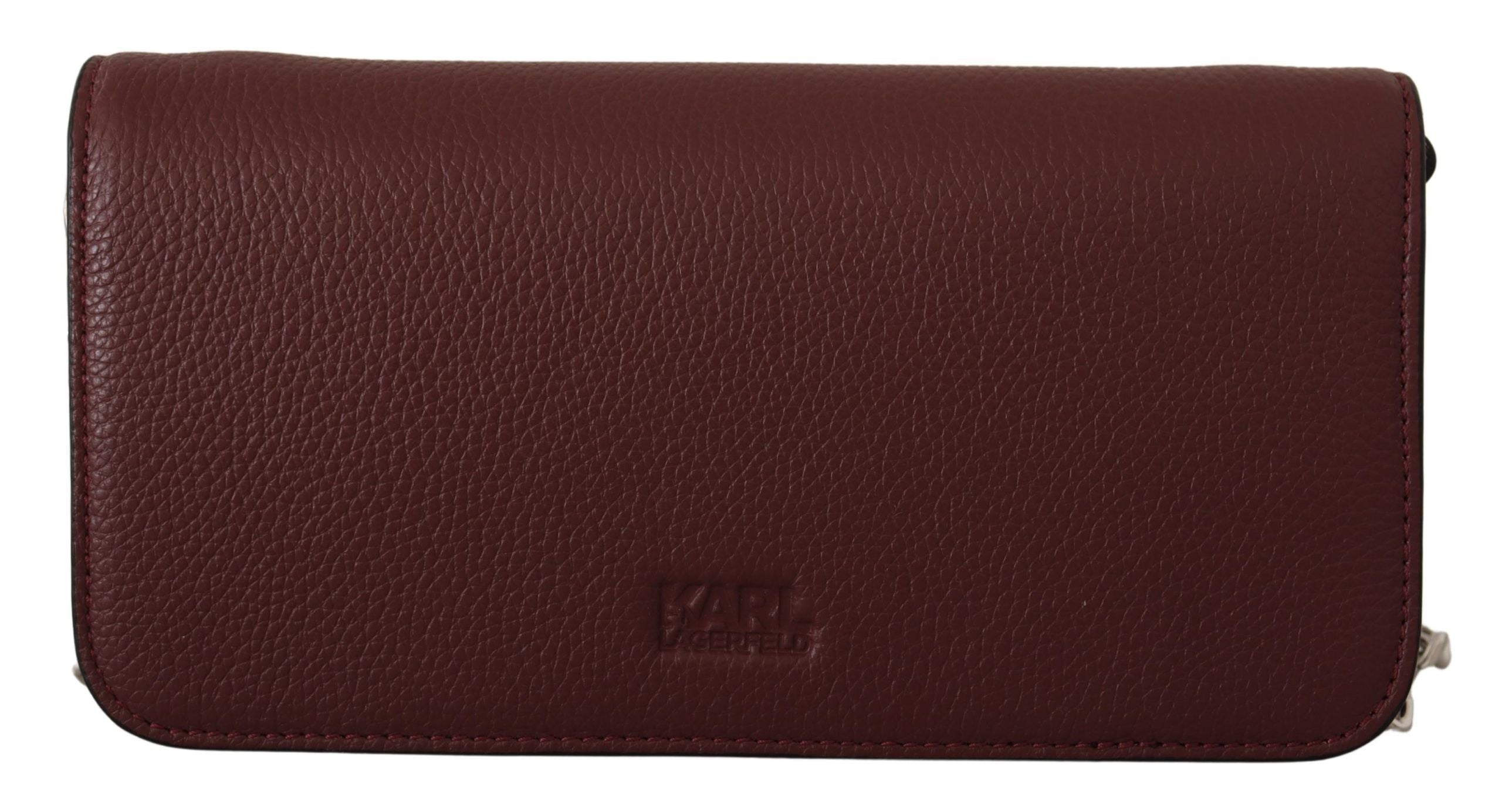 Karl Lagerfeld Elegant Wine Leather Evening Clutch - Luksusmuotia Karl Lagerfeld - Tutustu YVES JAVANNI® 