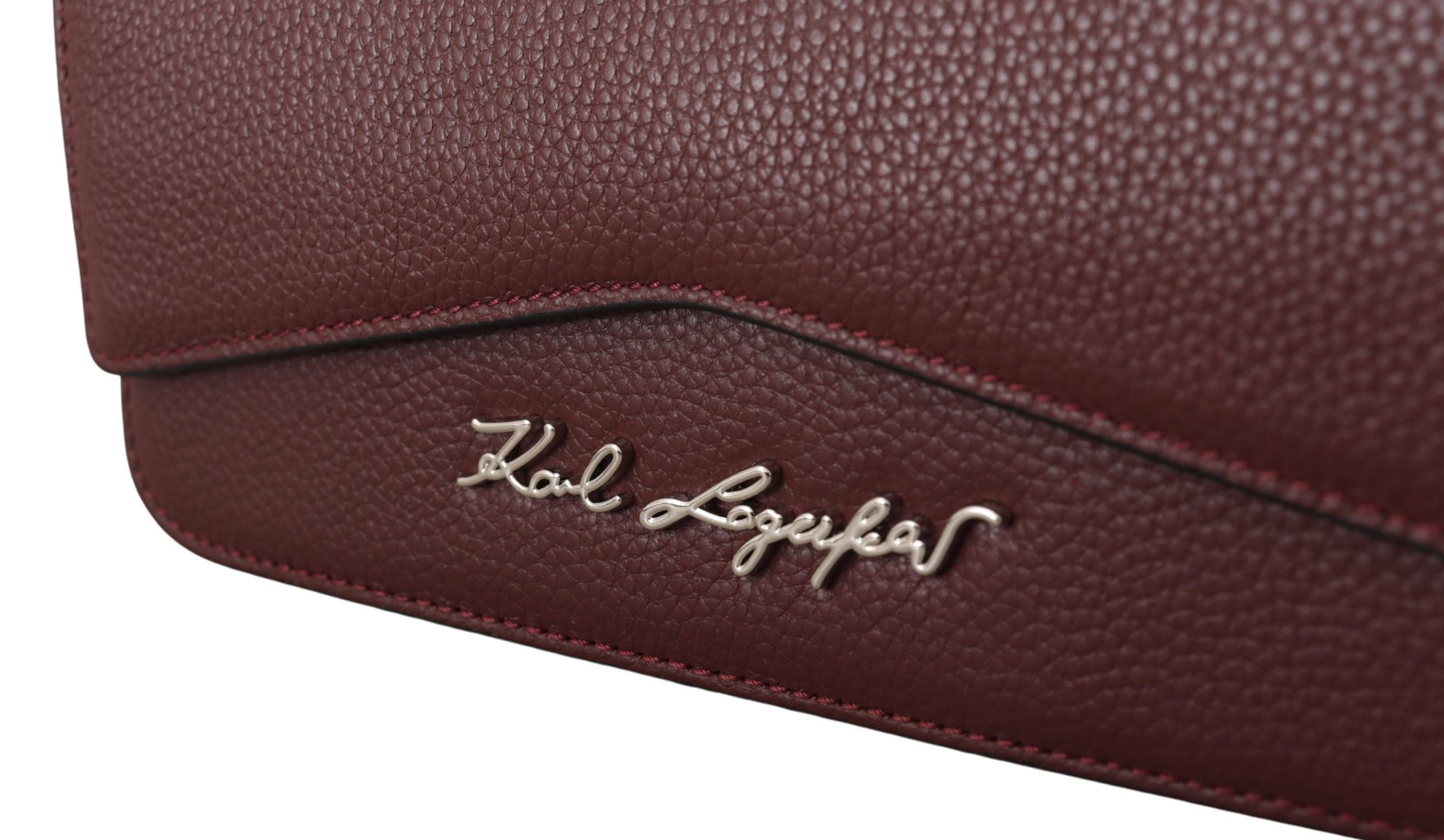 Karl Lagerfeld Elegant Wine Leather Evening Clutch - Luksusmuotia Karl Lagerfeld - Tutustu YVES JAVANNI® 