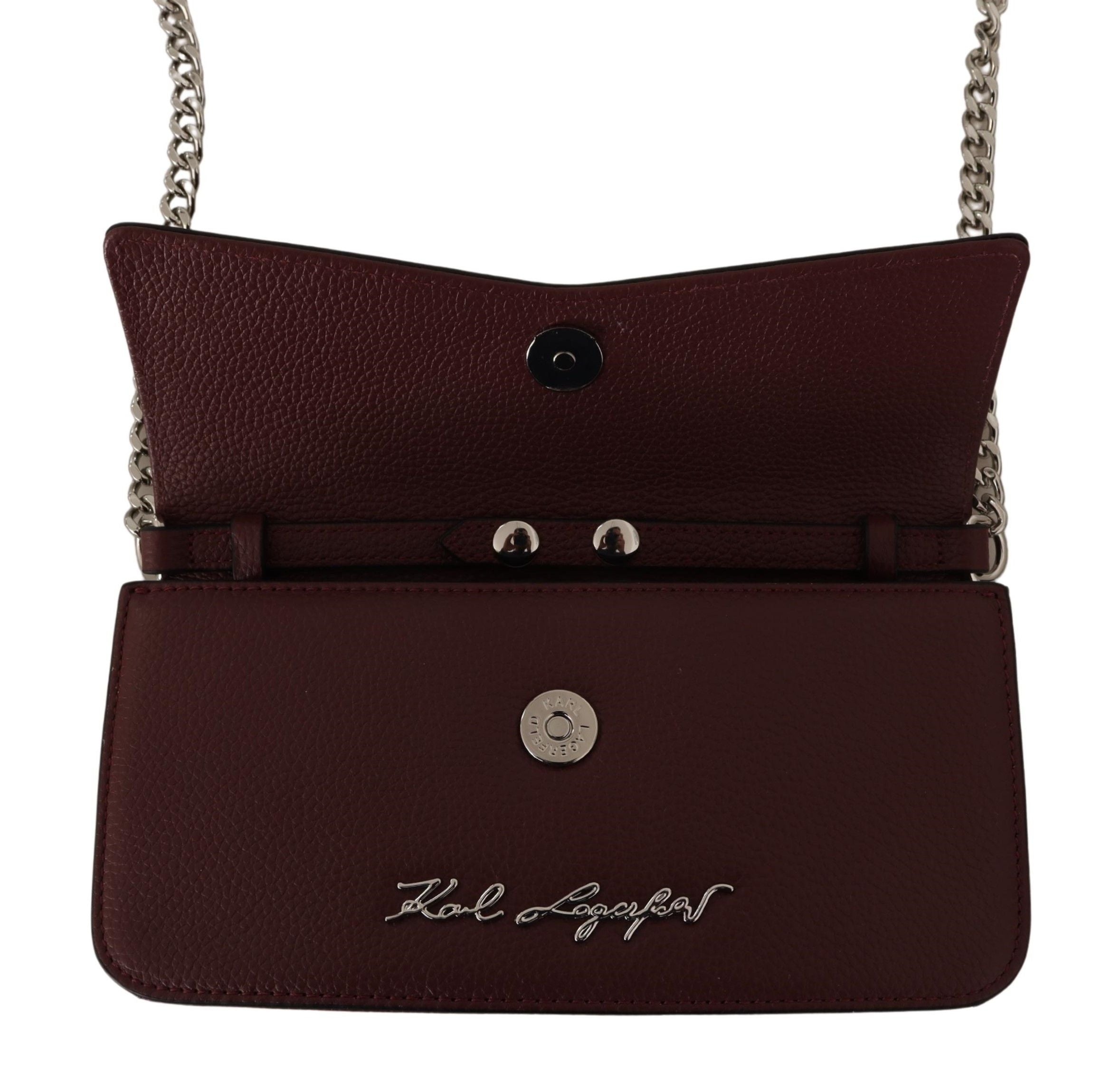 Karl Lagerfeld Elegant Wine Leather Evening Clutch - Luksusmuotia Karl Lagerfeld - Tutustu YVES JAVANNI® 