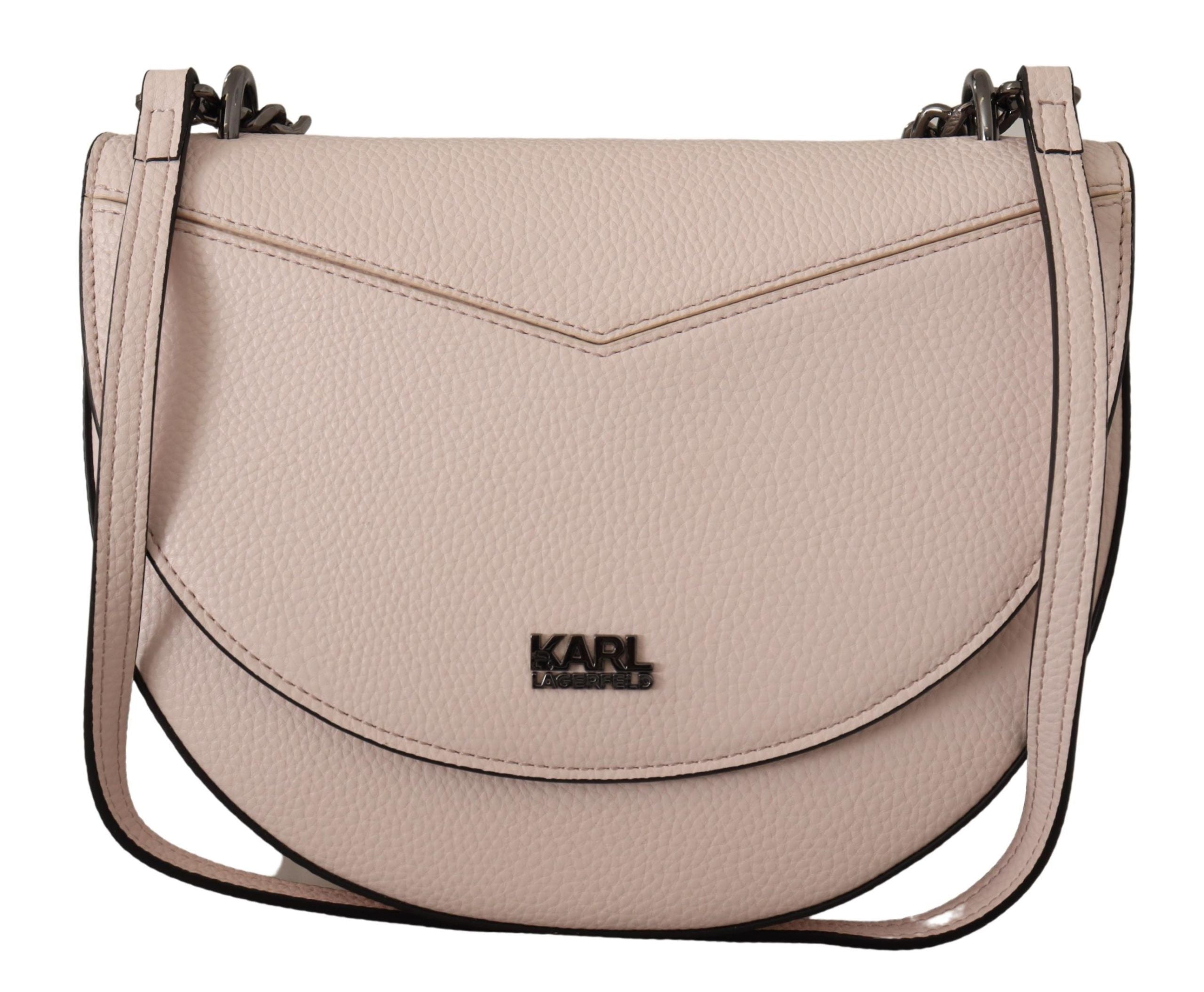 Karl Lagerfeld Elegant Mauve Light Pink Leather Shoulder Bag - Luxury from Karl Lagerfeld - Shop at YVES JAVANNI