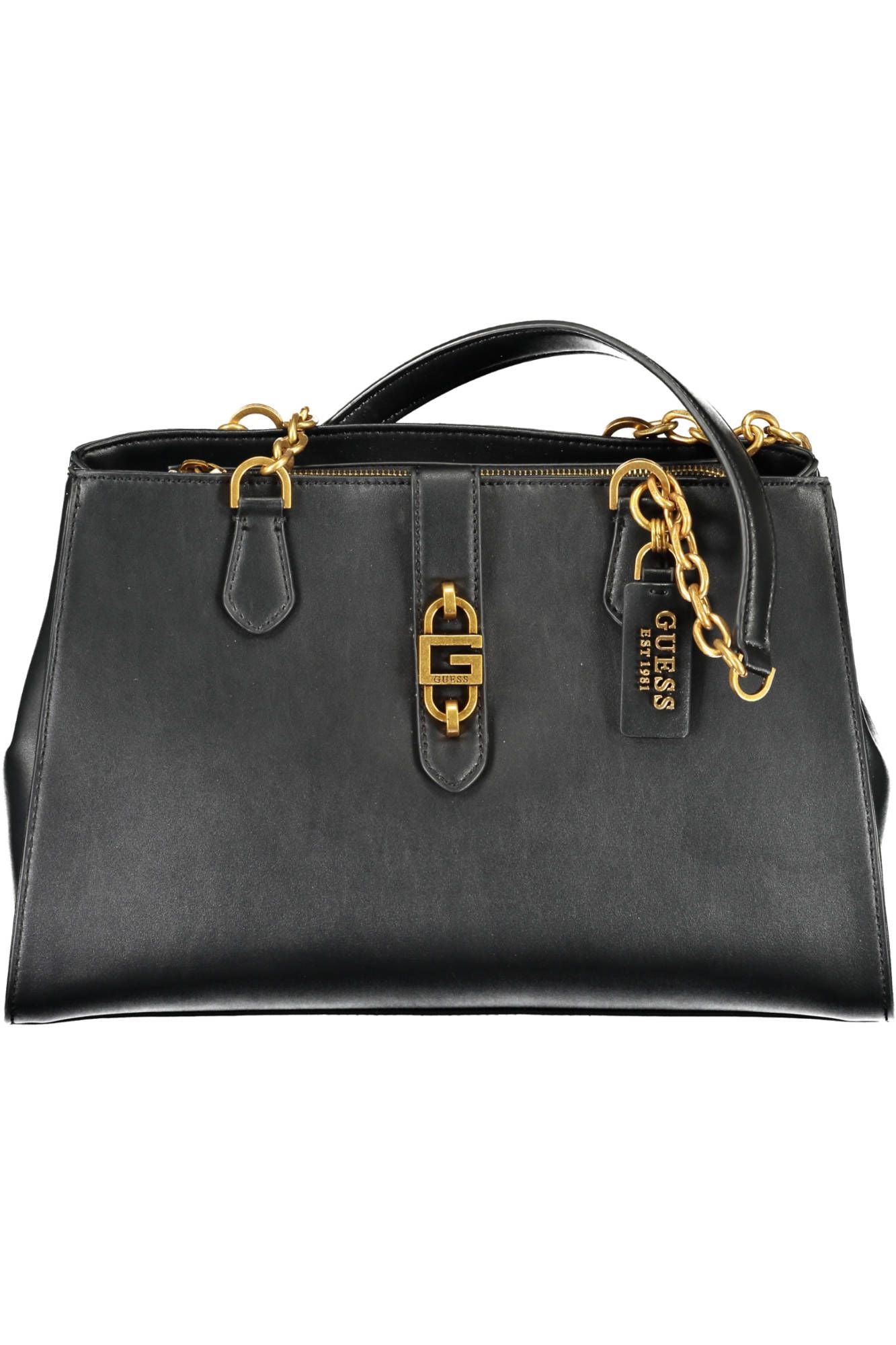 Guess Chic Black Polyurethane Satchel with Contrasting Details - Luksusmuotia Guess Jeans - Tutustu YVES JAVANNI® 