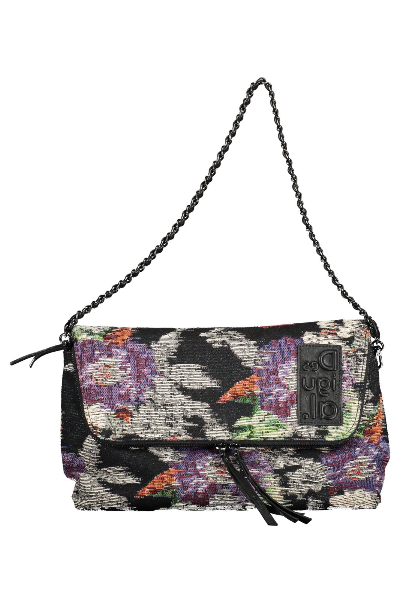 Desigual Chic Black Cotton Handbag with Contrasting Details - Luksusmuotia Desigual - Tutustu YVES JAVANNI® 