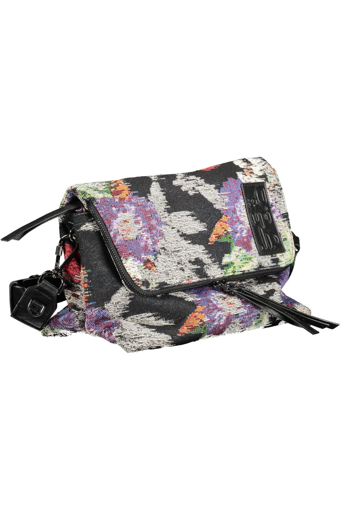 Desigual Chic Black Cotton Handbag with Contrasting Details - Luksusmuotia Desigual - Tutustu YVES JAVANNI® 