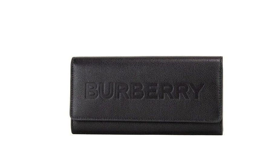 Burberry Porter Black Grained Leather Branded Logo Embossed Clutch Flap Wallet - Luksuslaukut ja asusteet Burberry - Tutustu YVES JAVANNI® 