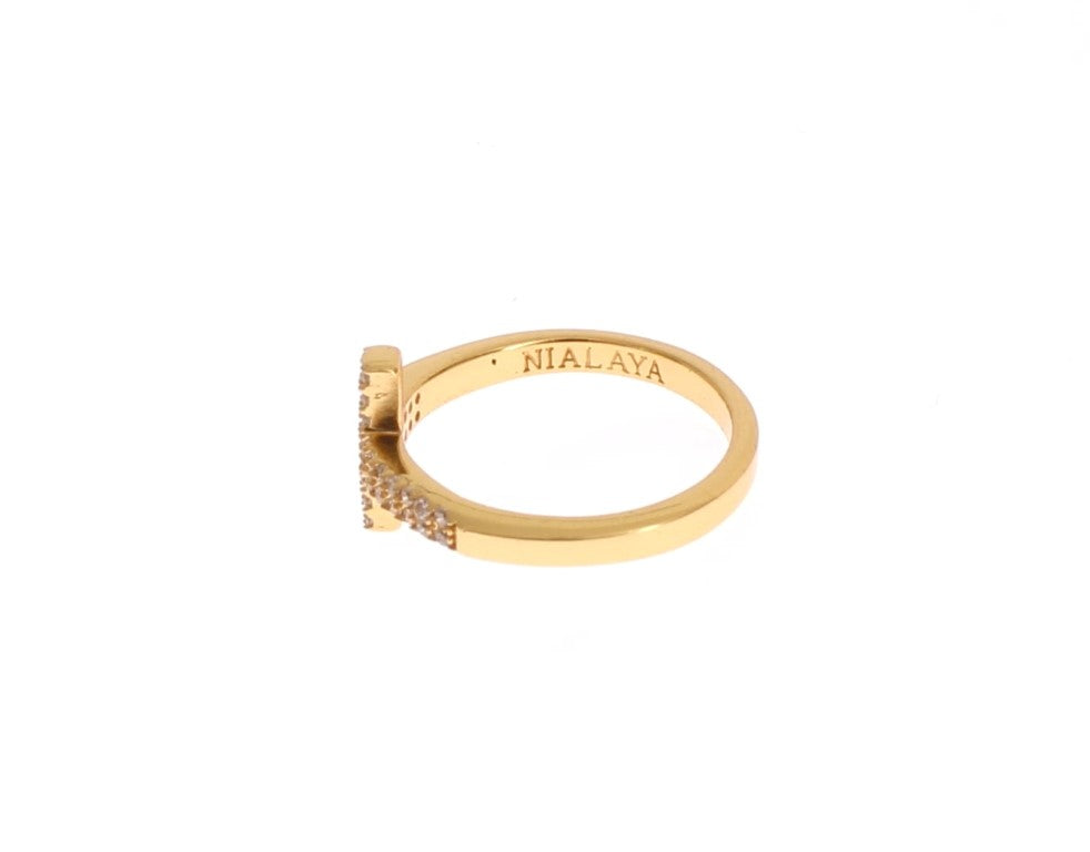 Nialaya Elegant Gold Plated Sterling Silver CZ Ring - Luksusmuotia Nialaya - Tutustu YVES JAVANNI® 