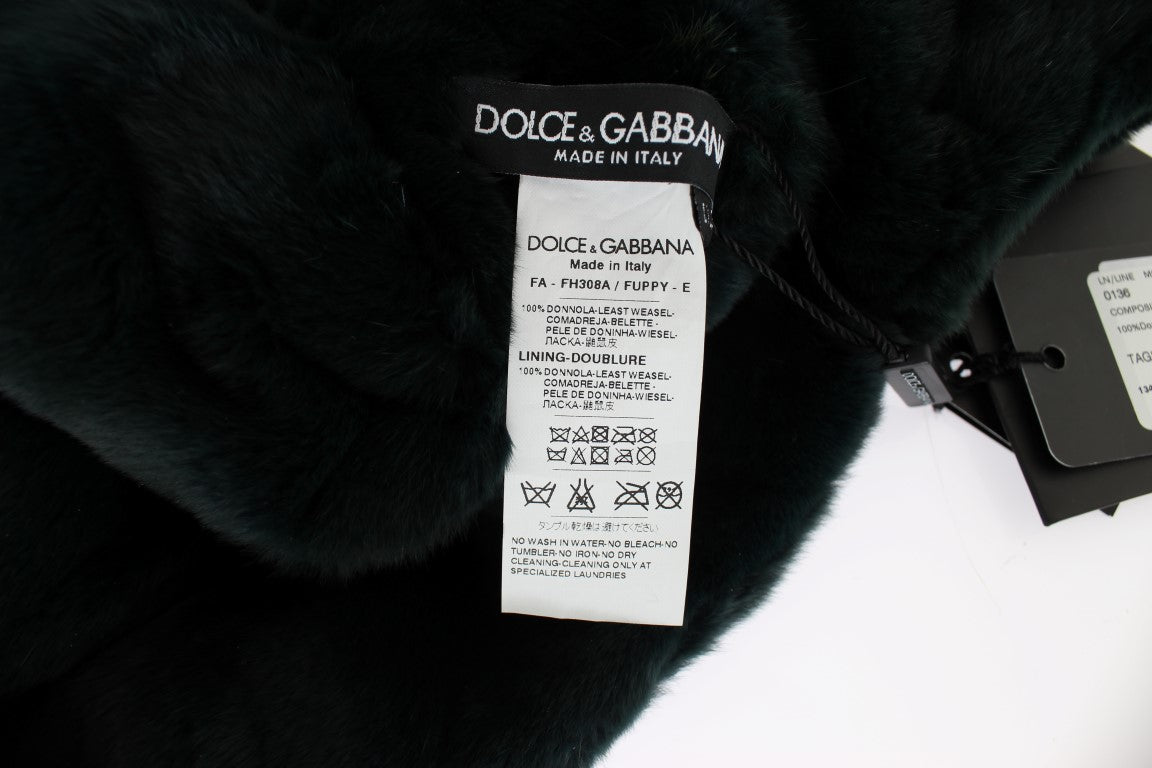 Dolce & Gabbana Exclusive Green Weasel Fur Hooded Scarf - Luksusmuotia Dolce & Gabbana - Tutustu YVES JAVANNI® 