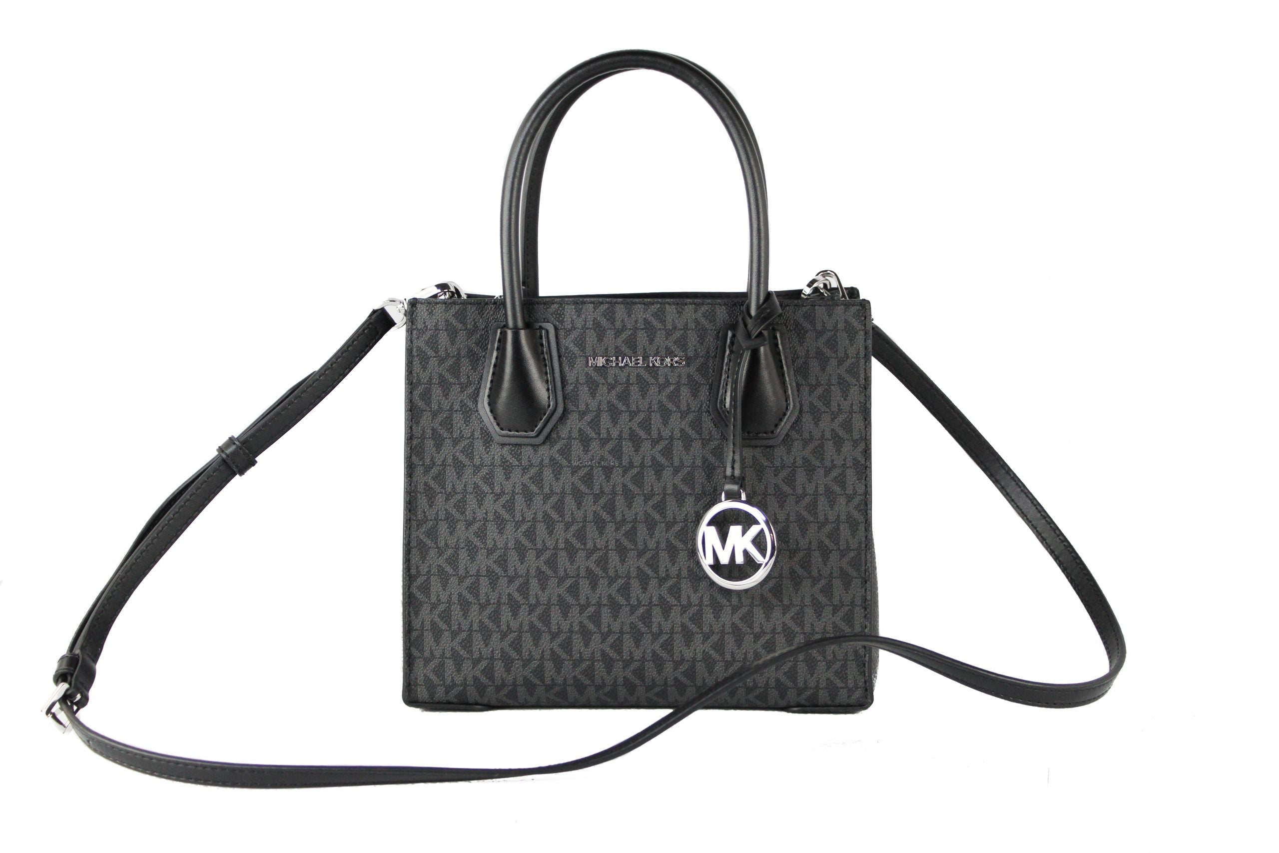 Michael Kors Mercer Medium Black Signature Leather Messenger Crossbody Handbag - Luksuslaukut ja asusteet Michael Kors - Tutustu YVES JAVANNI® 