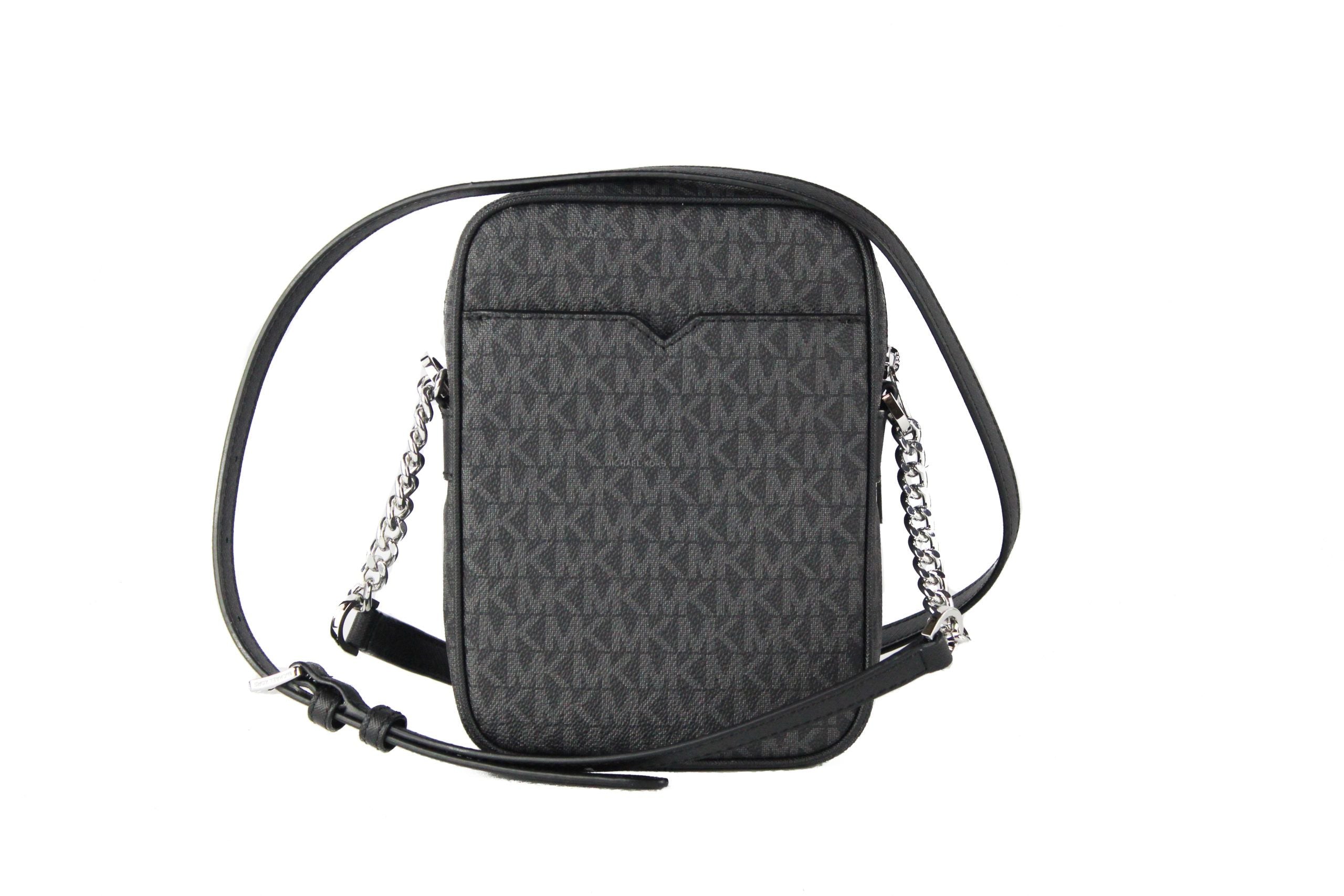 Michael Kors Medium Signature Leather North South Chain Crossbody Handbag Black - Luksusmuotia Michael Kors - Tutustu YVES JAVANNI® 