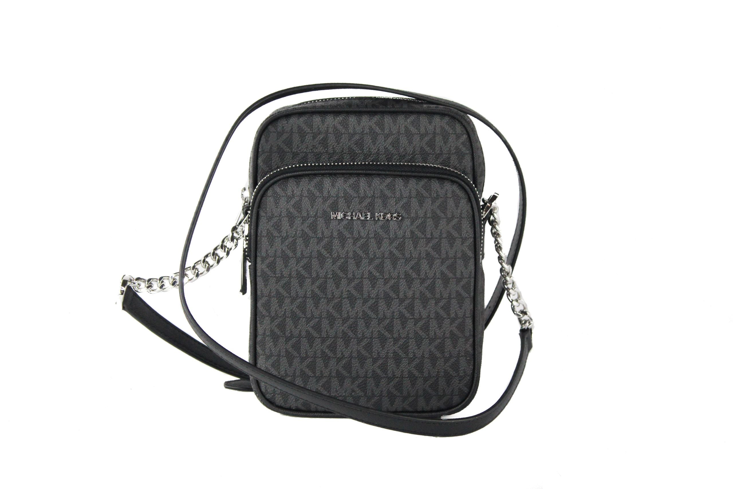 Michael Kors Medium Signature Leather North South Chain Crossbody Handbag Black - Luksusmuotia Michael Kors - Tutustu YVES JAVANNI® 