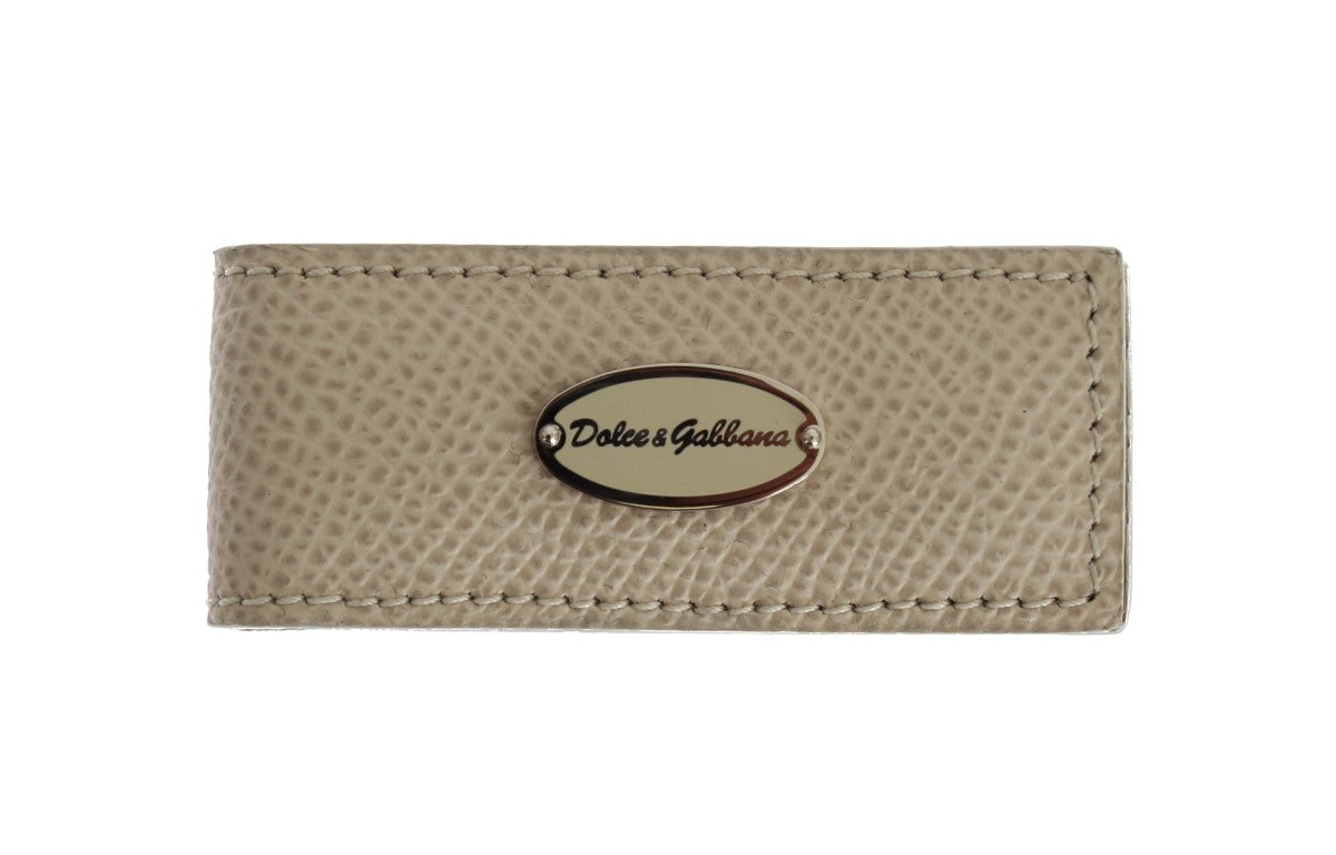 Dolce & Gabbana Elegant Beige Leather Money Clip - Luksusmuotia Dolce & Gabbana - Tutustu YVES JAVANNI® 