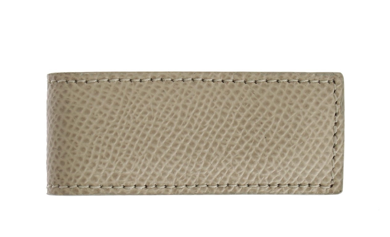 Dolce & Gabbana Elegant Beige Leather Money Clip - Luksusmuotia Dolce & Gabbana - Tutustu YVES JAVANNI® 