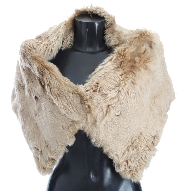 Dolce & Gabbana Elegant Alpaca Fur Shoulder Wrap in Beige - Luksusmuotia Dolce & Gabbana - Tutustu YVES JAVANNI® 