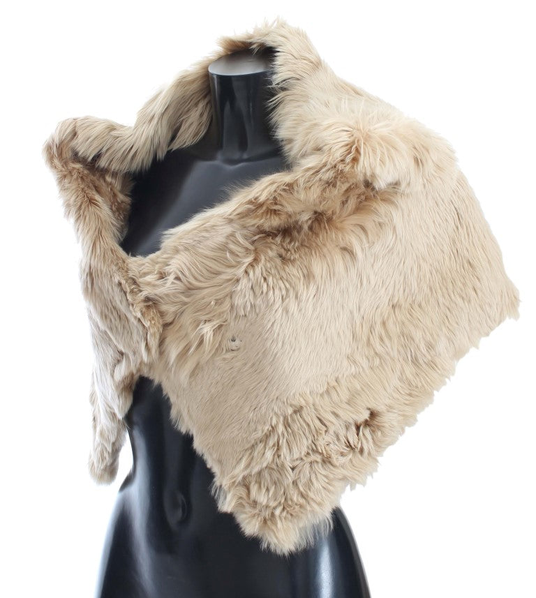 Dolce & Gabbana Elegant Alpaca Fur Shoulder Wrap in Beige - Luksusmuotia Dolce & Gabbana - Tutustu YVES JAVANNI® 