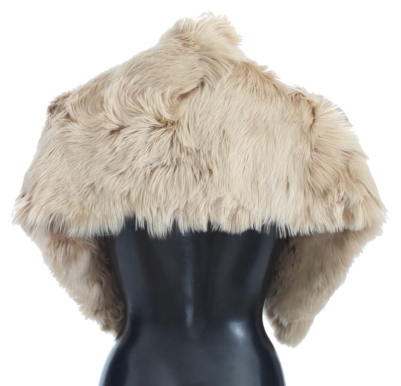 Dolce & Gabbana Elegant Alpaca Fur Shoulder Wrap in Beige - Luksusmuotia Dolce & Gabbana - Tutustu YVES JAVANNI® 