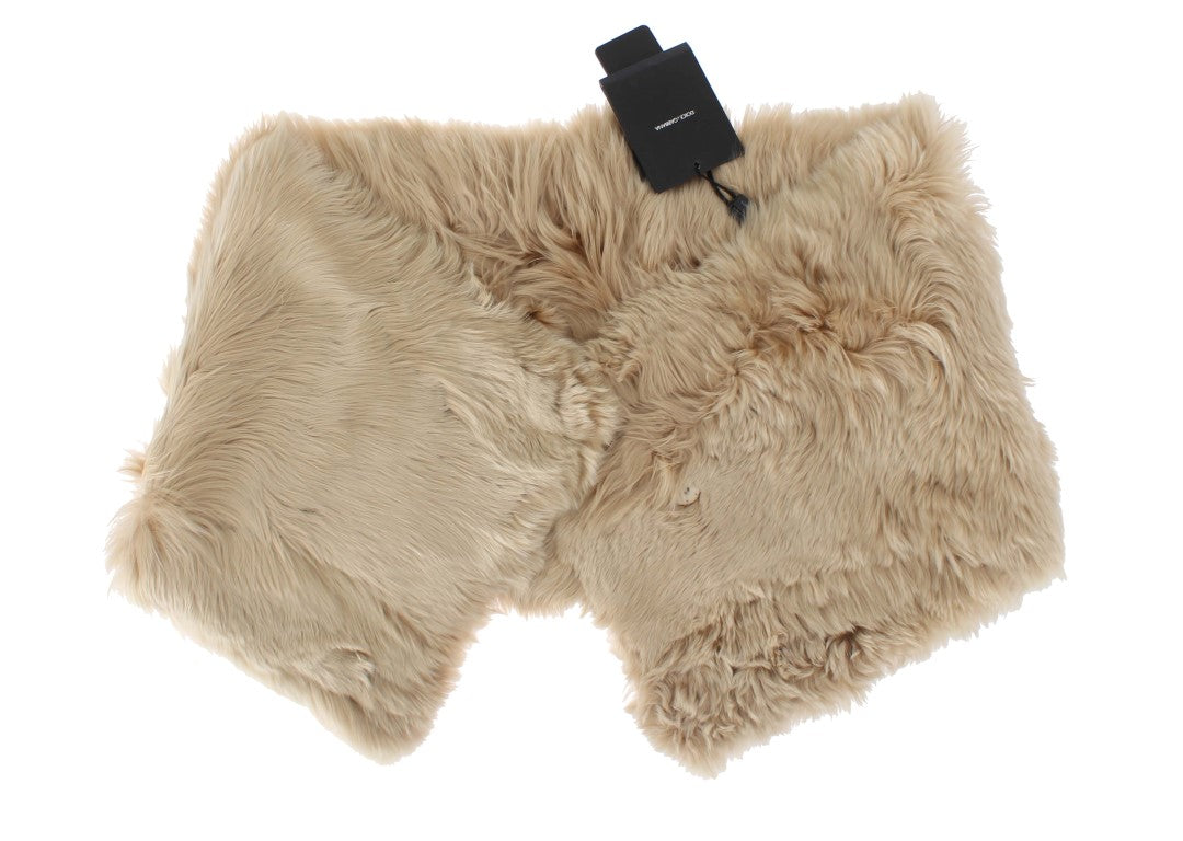 Dolce & Gabbana Elegant Alpaca Fur Shoulder Wrap in Beige - Luksusmuotia Dolce & Gabbana - Tutustu YVES JAVANNI® 