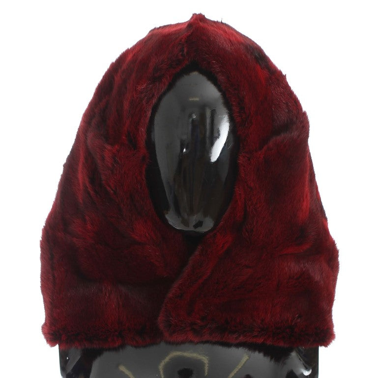 Dolce & Gabbana Luxurious Bordeaux Fur Hooded Scarf Wrap - Luksuslaukut ja asusteet Dolce & Gabbana - Tutustu YVES JAVANNI® 