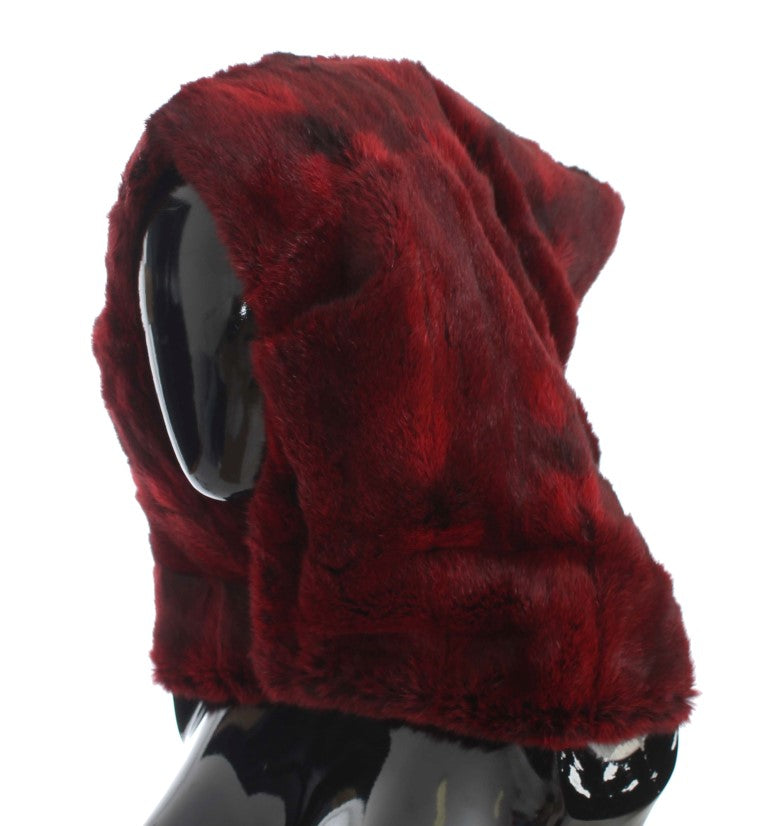 Dolce & Gabbana Luxurious Bordeaux Fur Hooded Scarf Wrap - Luksuslaukut ja asusteet Dolce & Gabbana - Tutustu YVES JAVANNI® 