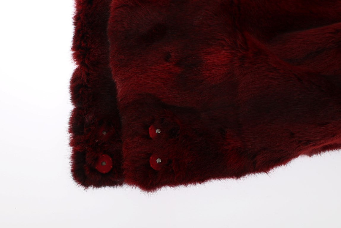 Dolce & Gabbana Luxurious Bordeaux Fur Hooded Scarf Wrap - Luksuslaukut ja asusteet Dolce & Gabbana - Tutustu YVES JAVANNI® 