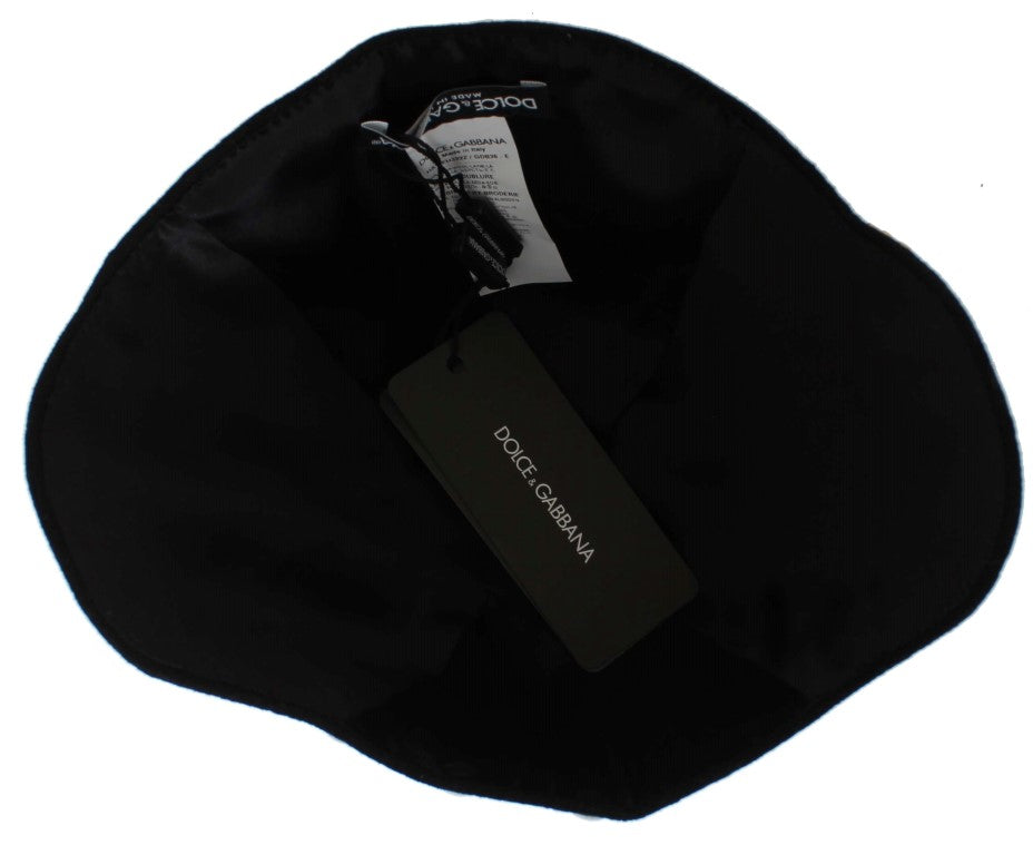 Dolce & Gabbana Elegant Black Floral Wool Cloche Hat - Luksusmuotia Dolce & Gabbana - Tutustu YVES JAVANNI® 