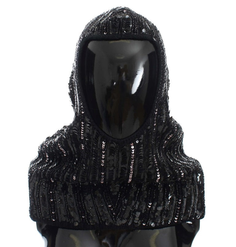 Dolce & Gabbana Elegant Black Sequined Hooded Scarf Wrap - Luksusmuotia Dolce & Gabbana - Tutustu YVES JAVANNI® 