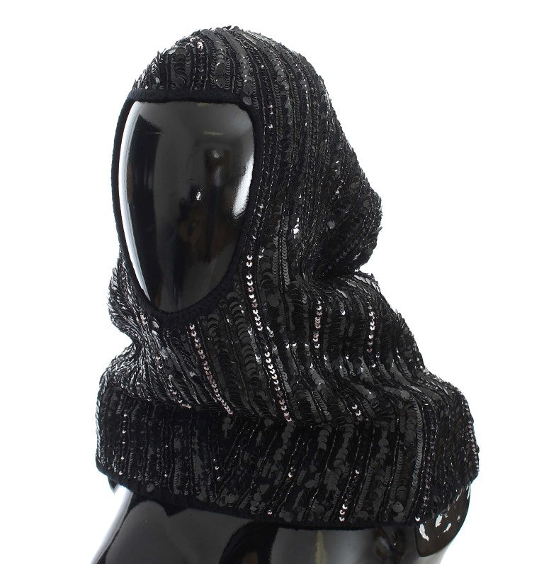 Dolce & Gabbana Elegant Black Sequined Hooded Scarf Wrap - Luksusmuotia Dolce & Gabbana - Tutustu YVES JAVANNI® 