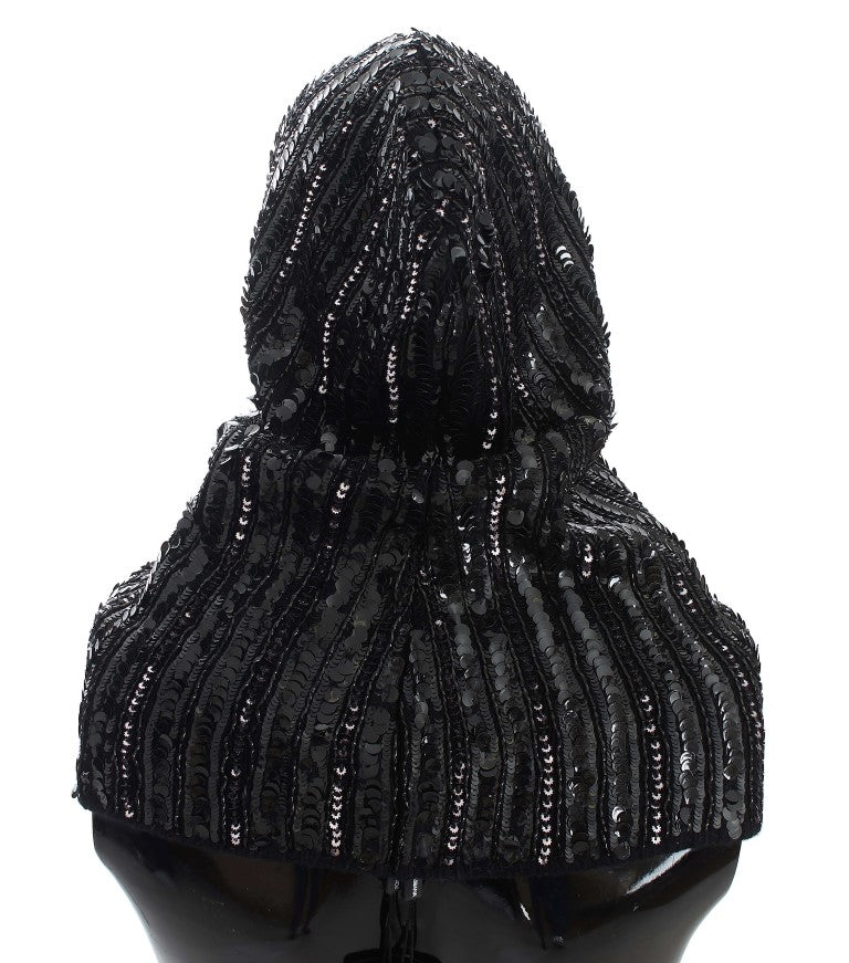 Dolce & Gabbana Elegant Black Sequined Hooded Scarf Wrap - Luksuslaukut ja asusteet Dolce & Gabbana - Tutustu YVES JAVANNI® 