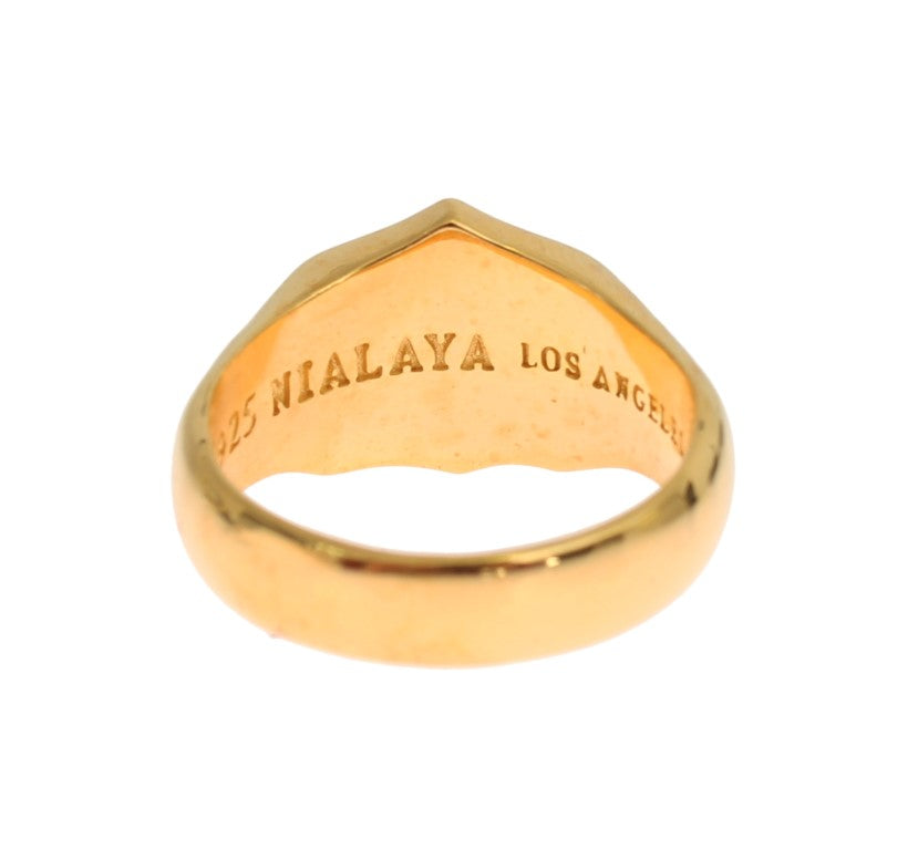 Nialaya Elegant Men's Gold Plated Silver Ring - Luksusmuotia Nialaya - Tutustu YVES JAVANNI® 