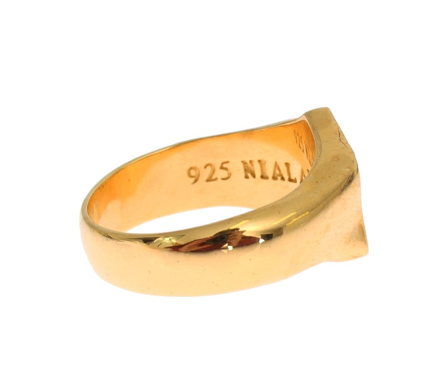 Nialaya Elegant Men's Gold Plated Silver Ring - Luksusmuotia Nialaya - Tutustu YVES JAVANNI® 