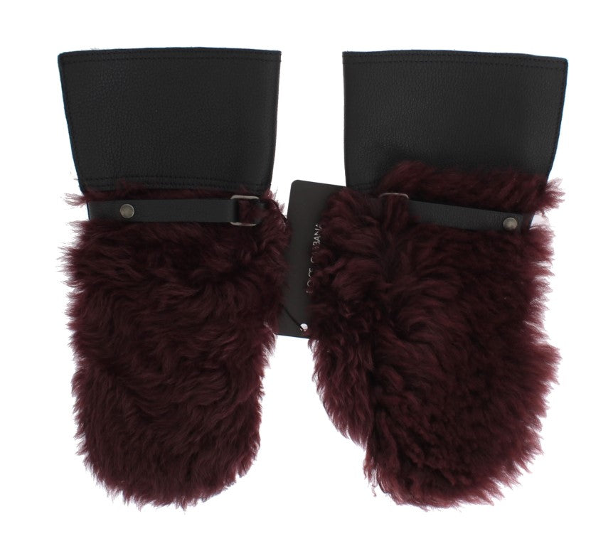 Dolce & Gabbana Elegant Black & Bordeaux Leather Gloves - Luksusmuotia Dolce & Gabbana - Tutustu YVES JAVANNI® 