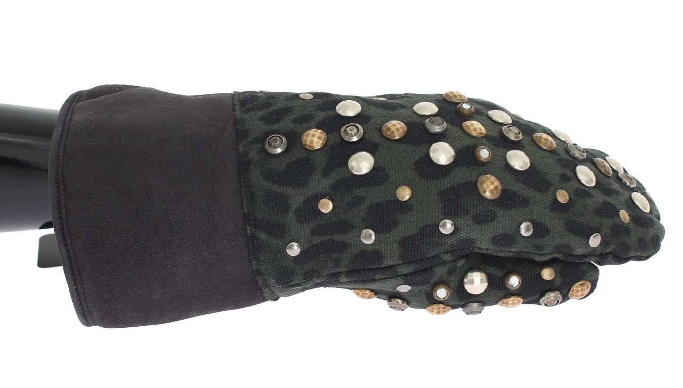 Dolce & Gabbana Elegant Studded Gray Wool Shearling Gloves - Luksuslaukut ja asusteet Dolce & Gabbana - Tutustu YVES JAVANNI® 