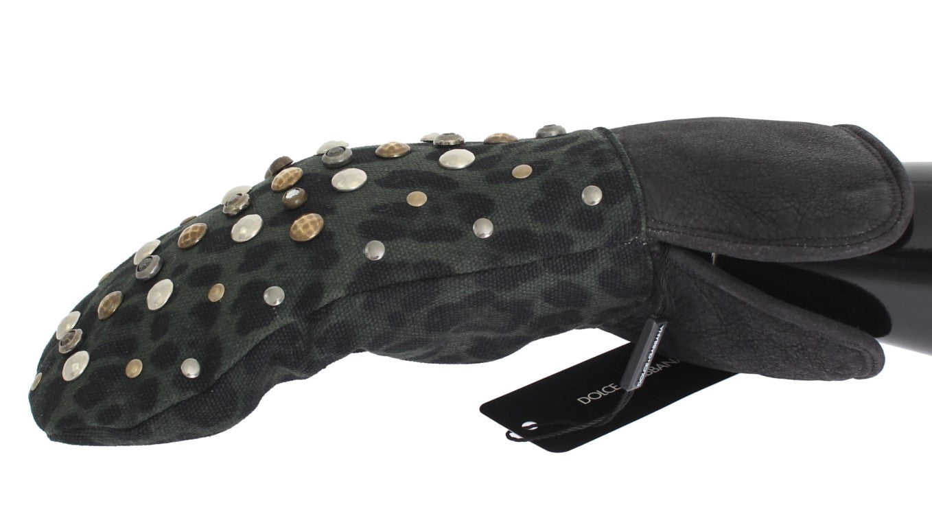 Dolce & Gabbana Elegant Studded Gray Wool Shearling Gloves - Luksusmuotia Dolce & Gabbana - Tutustu YVES JAVANNI® 