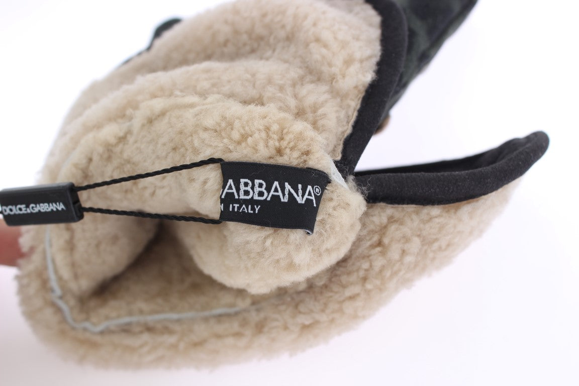 Dolce & Gabbana Elegant Studded Gray Wool Shearling Gloves - Luksuslaukut ja asusteet Dolce & Gabbana - Tutustu YVES JAVANNI® 