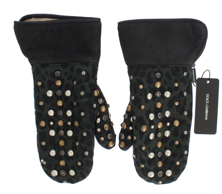 Dolce & Gabbana Elegant Studded Gray Wool Shearling Gloves - Luksuslaukut ja asusteet Dolce & Gabbana - Tutustu YVES JAVANNI® 