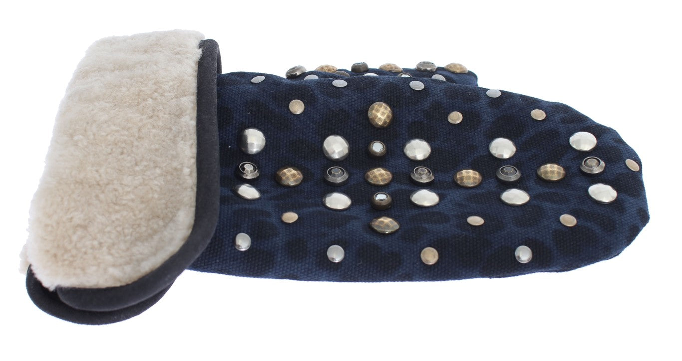 Dolce & Gabbana Chic Gray Wool & Shearling Gloves with Studded Details - Luksusmuotia Dolce & Gabbana - Tutustu YVES JAVANNI® 