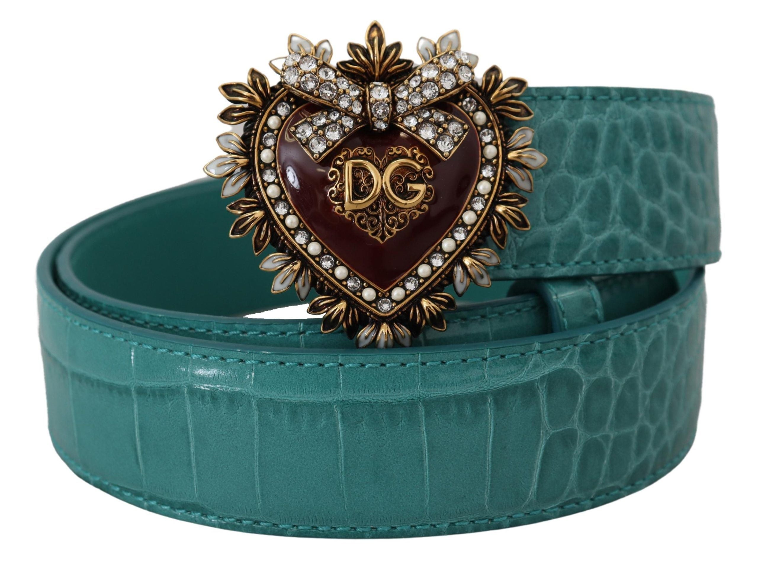 Dolce & Gabbana Elegant Blue Leather Belt with Gold Buckle - Luksusmuotia Dolce & Gabbana - Tutustu YVES JAVANNI® 