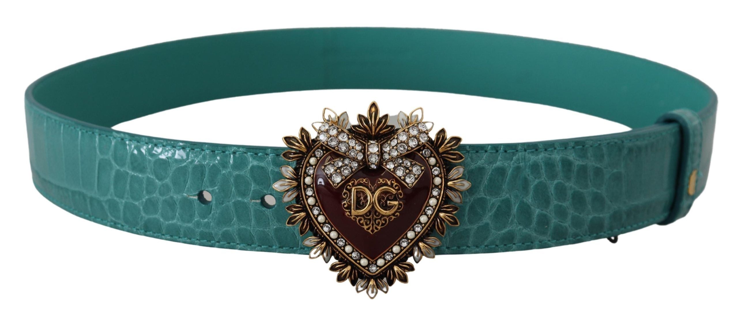 Dolce & Gabbana Elegant Blue Leather Belt with Gold Buckle - Luksusmuotia Dolce & Gabbana - Tutustu YVES JAVANNI® 