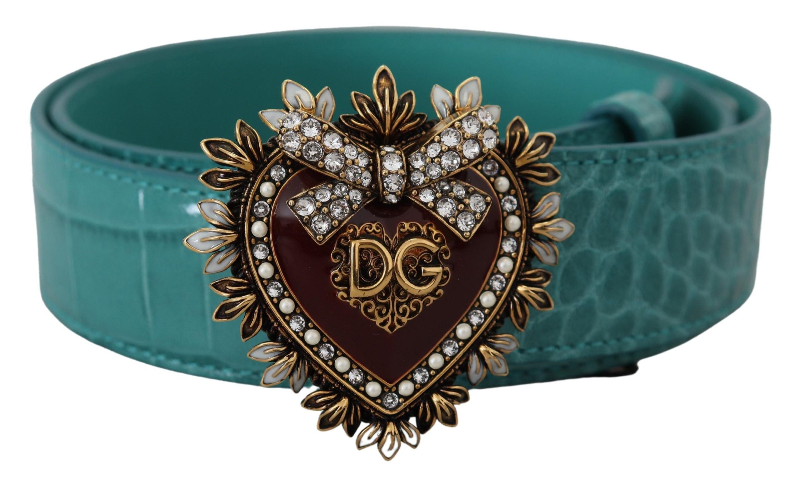 Dolce & Gabbana Elegant Blue Leather Belt with Gold Buckle - Luksusmuotia Dolce & Gabbana - Tutustu YVES JAVANNI® 