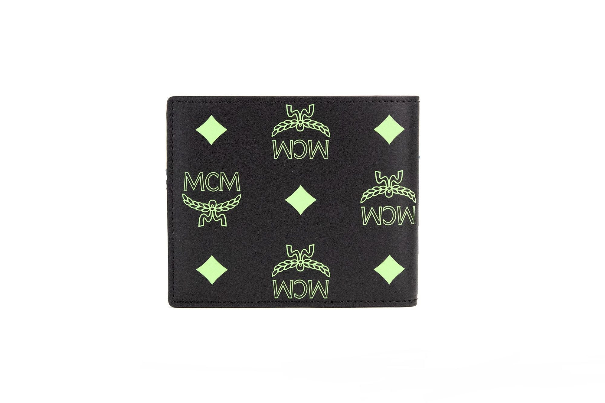 MCM Small Black Summer Green Smooth Visetos Monogram Logo Leather Bifold Wallet - Luksusmuotia MCM - Tutustu YVES JAVANNI® 