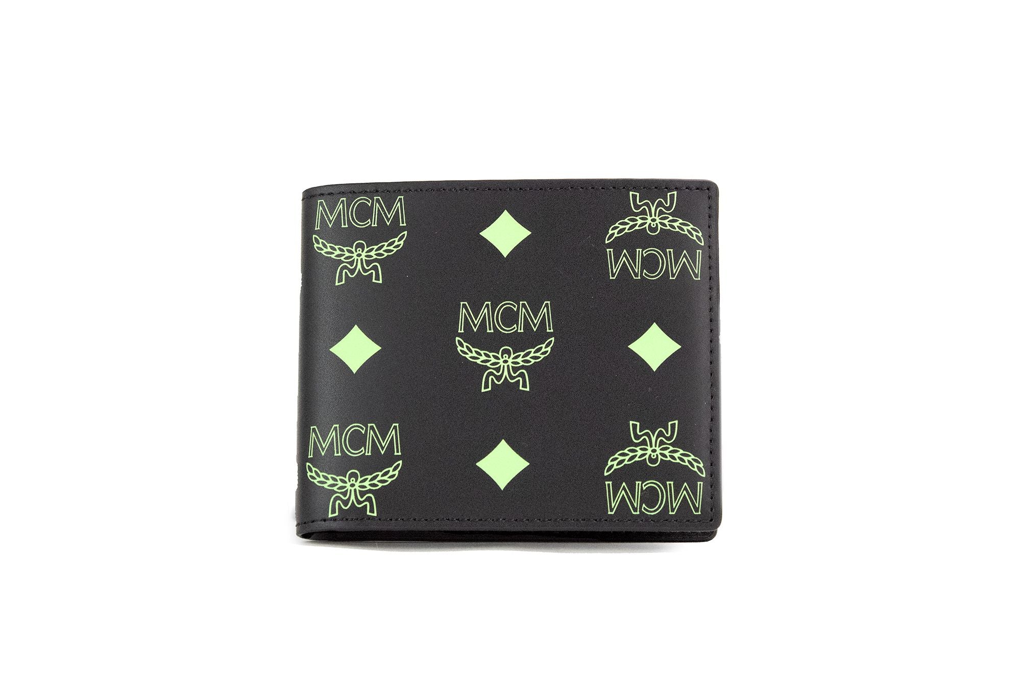 MCM Small Black Summer Green Smooth Visetos Monogram Logo Leather Bifold Wallet - Luksuslaukut ja asusteet MCM - Tutustu YVES JAVANNI® 